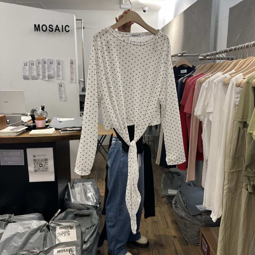 MOSAIC東大門代購女士新品熱賣人氣時尚25春夏職業真品長袖T恤MOSAIC長袖T恤