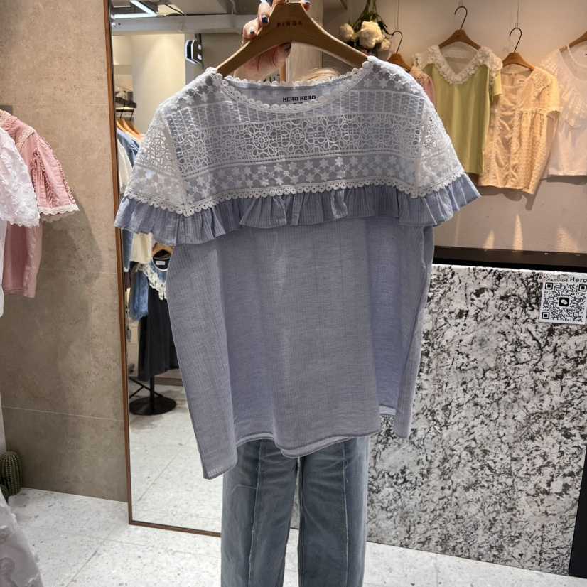 HERO東大門代購女士新品真品人氣25春夏時尚職業襯衫蕾絲衫HERO襯衫/蕾絲衫