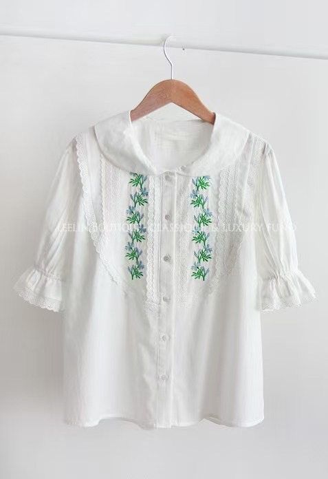 AGAIN US韓國代購女裝新款人氣真品休閑25春夏襯衫蕾絲衫刺繡AGAIN US襯衫/蕾絲衫