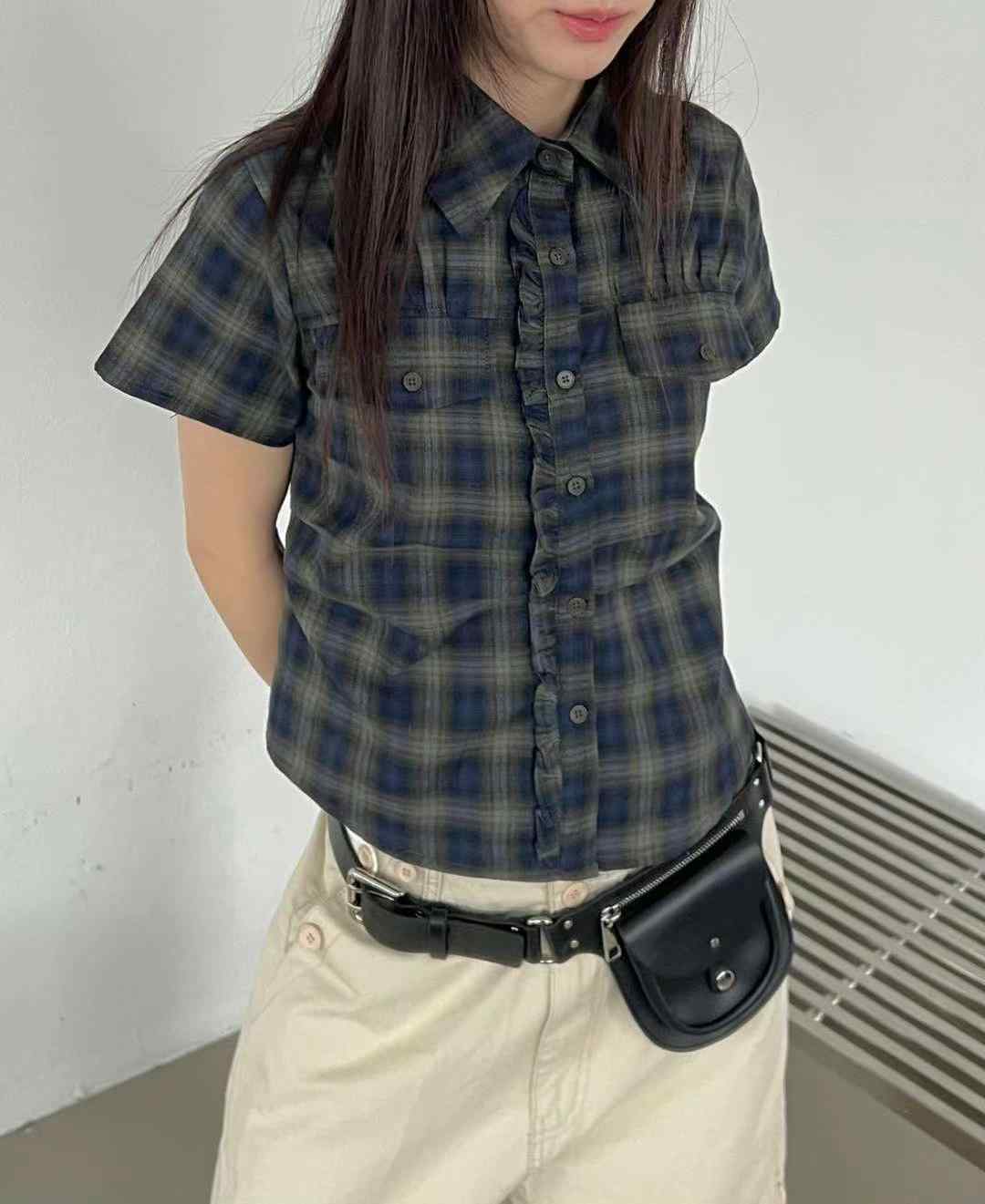 ASKHAKI韓國直郵女士新款人氣25春夏休閑真品推薦襯衫蕾絲衫ASKHAKI襯衫/蕾絲衫