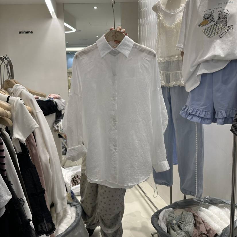 MIMME直郵韓國代購㊣女裝新品25春夏時尚襯衫蕾絲衫不含內搭MIMME襯衫/蕾絲衫