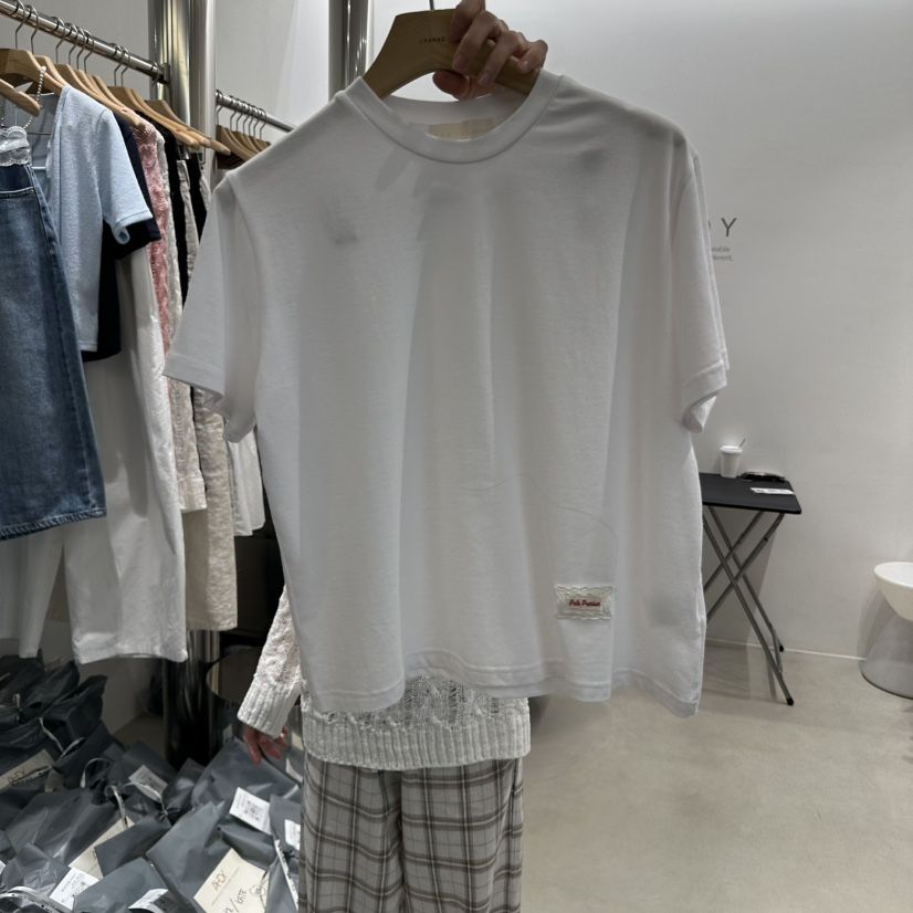 AHOY東大門實拍女裝新品人氣休閑25春夏時尚熱賣真品T恤蕾絲AHOYT恤