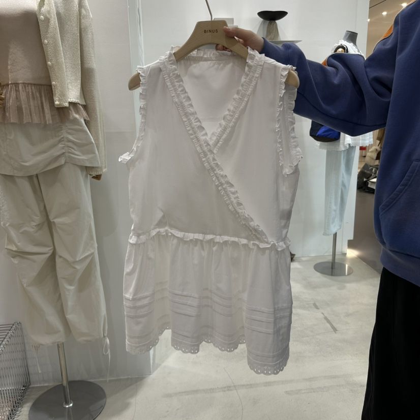 BINUS韓國直郵女士新品真品熱賣職業人氣25春夏吊帶背心荷葉邊BINUS吊帶/背心