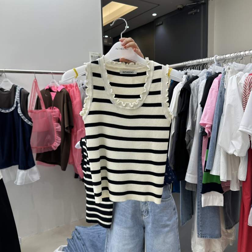 INTHEEND韓國直郵女裝新款真品人氣時尚熱賣職業吊帶背心條紋INTHEEND吊帶/背心