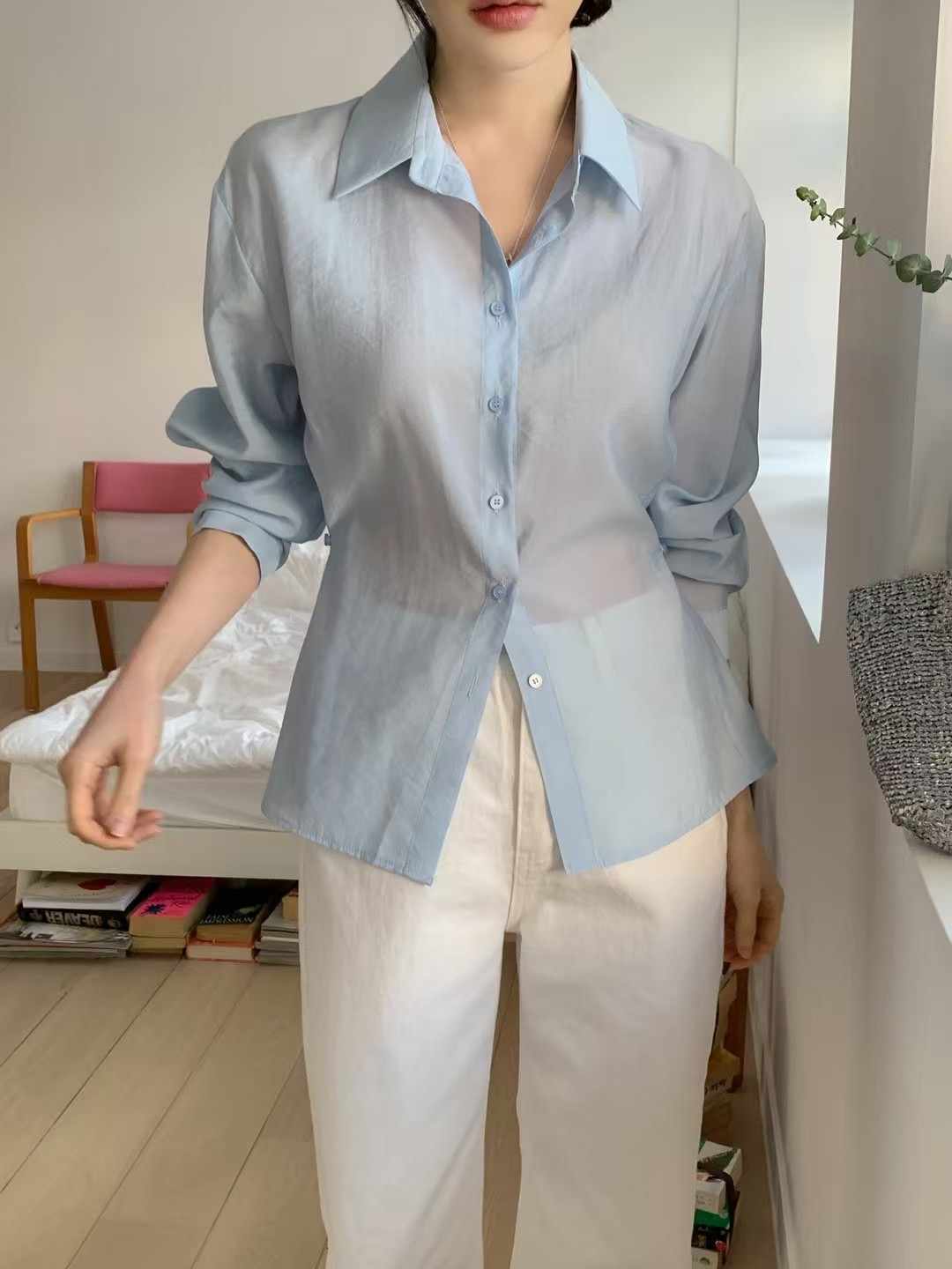OUIR直郵韓國代購㊣女裝新款人氣25春夏熱賣休閑襯衫蕾絲衫OUIR襯衫/蕾絲衫
