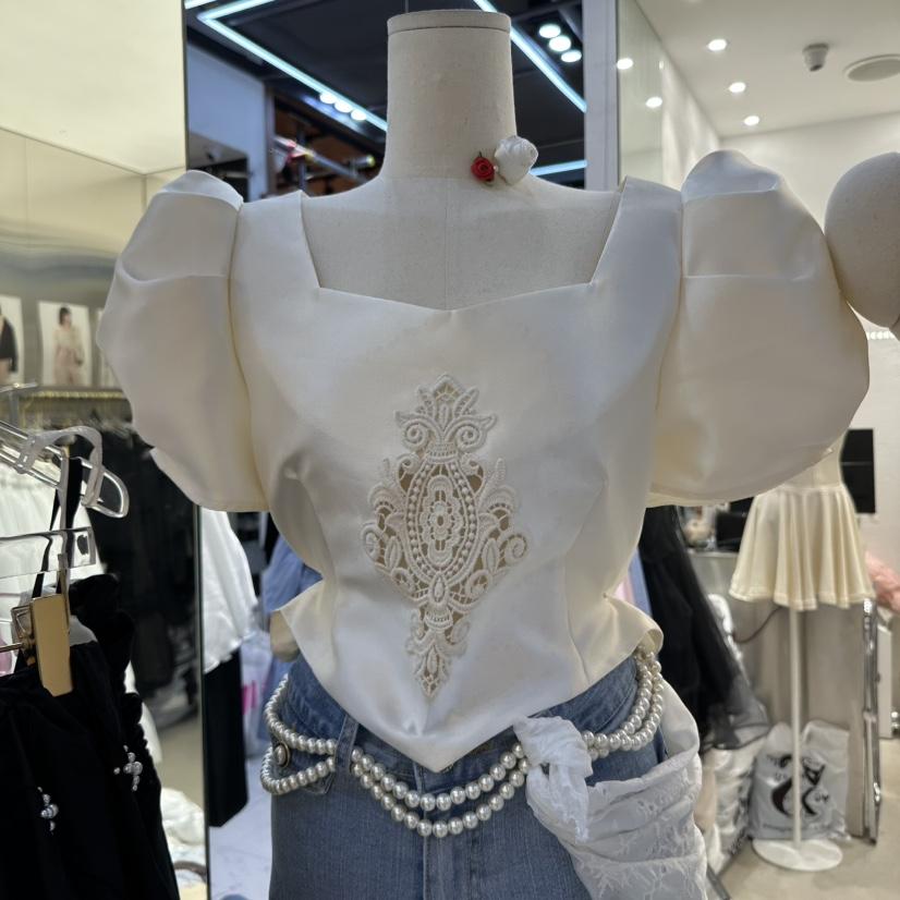 CHARLES THE SECOND韓國直郵㊣女裝新款人氣休閑襯衫蕾絲衫CHARLES THE SECOND/CHEAP-CHIC襯衫/蕾絲衫