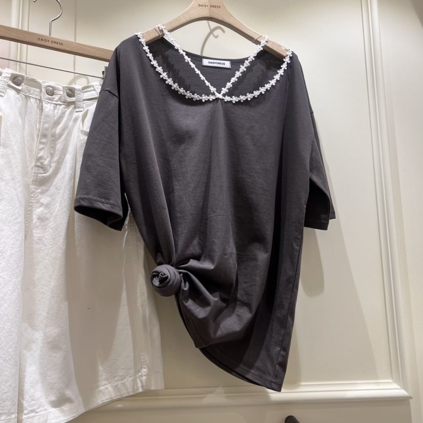 DAISY DRESS東大門直郵女士新款25春夏職業真品推薦T恤蕾絲DAISY DRESST恤