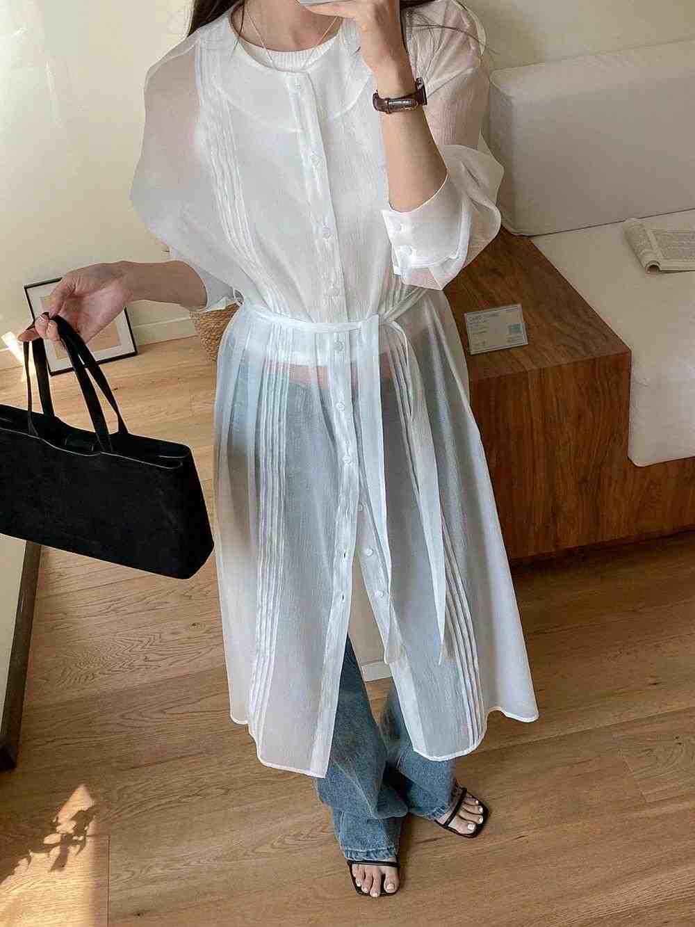 DRESS UP韓國直郵㊣東大門實拍女裝新款休閑25春夏連衣裙透明DRESS UP連衣裙