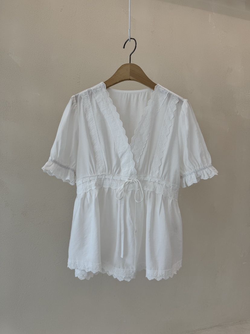 LAUNDRY韓國直郵㊣東大門實拍女裝新品25春夏襯衫蕾絲衫蕾絲LAUNDRY襯衫/蕾絲衫