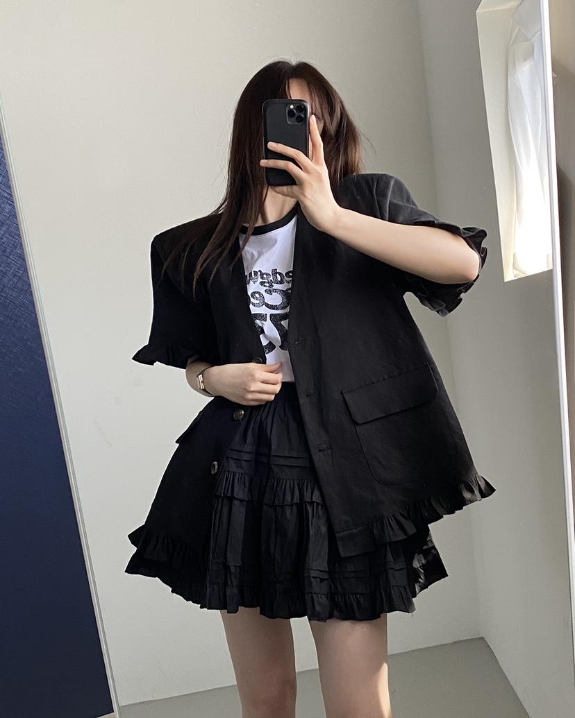 JENNIE東大門代購女士新款人氣推薦休閑職業25春夏夾克亞麻JENNIE/VENEFIT夾克