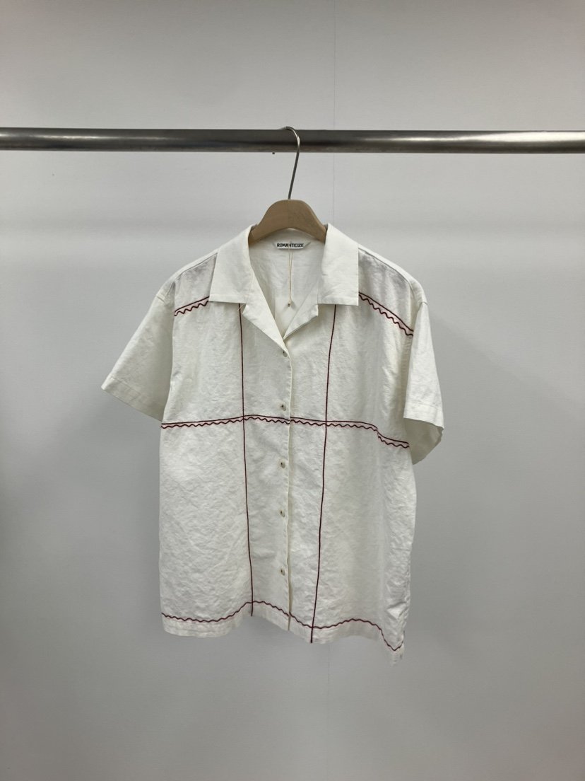 ROMANTICIZE韓國代購女裝新品休閑職業襯衫蕾絲衫手工刺繡亞麻ROMANTICIZE襯衫/蕾絲衫