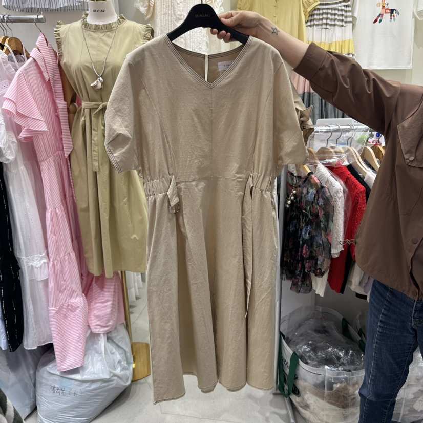 BIKINI韓國直郵女士新品休閑真品推薦時尚熱賣連衣裙亞麻布BIKINI連衣裙