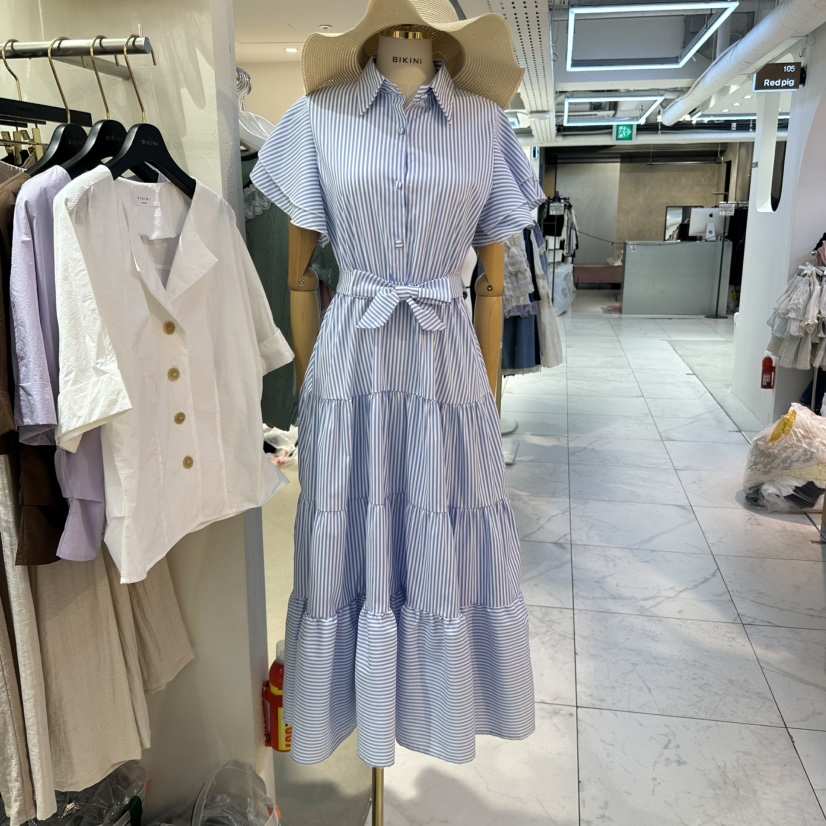BIKINI東大門實拍女士新品時尚休閑真品熱賣推薦連衣裙含腰帶BIKINI連衣裙