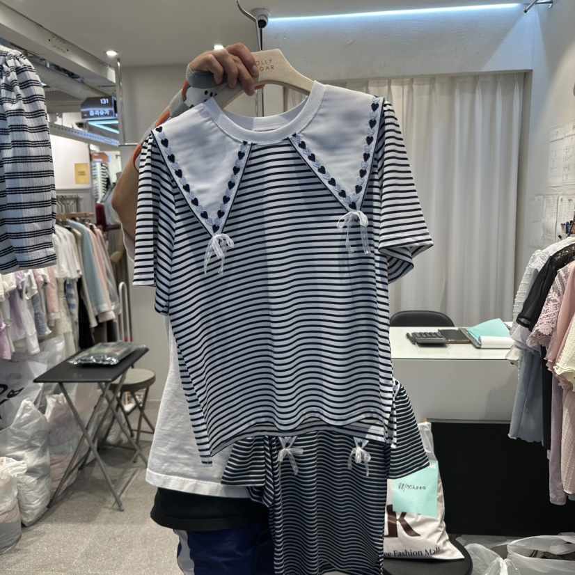 PIT A PAT東大門實拍女士新品時尚25春夏推薦襯衫蕾絲衫條紋PIT A PAT襯衫/蕾絲衫