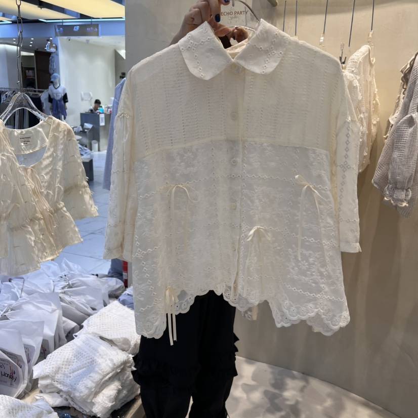 ECHOPARTY韓國代購女士新品人氣真品25春夏時尚熱賣襯衫蕾絲衫ECHOPARTY襯衫/蕾絲衫