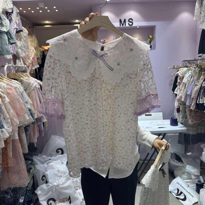 MS韓國代購女裝新品熱賣休閑人氣職業25春夏時尚襯衫蕾絲衫MS襯衫/蕾絲衫