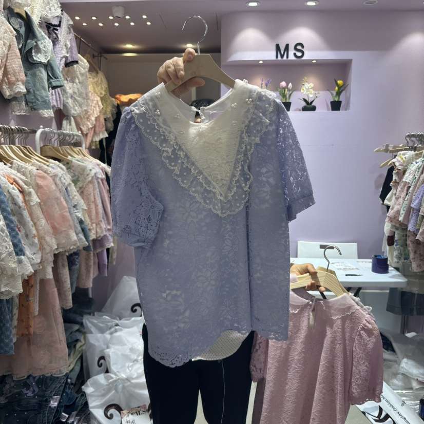 MS韓國直郵女士新品25春夏時尚職業真品人氣熱賣襯衫蕾絲衫MS襯衫/蕾絲衫
