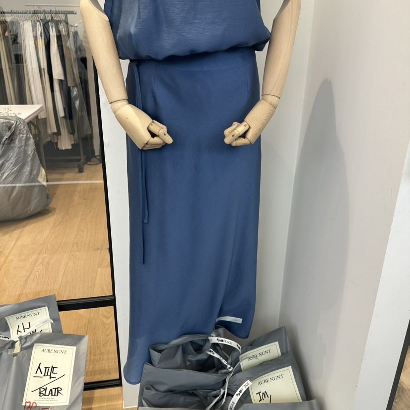 aube nunt韓國代購女士新品25春夏熱賣休閑推薦真品時尚長裙aube nunt長裙