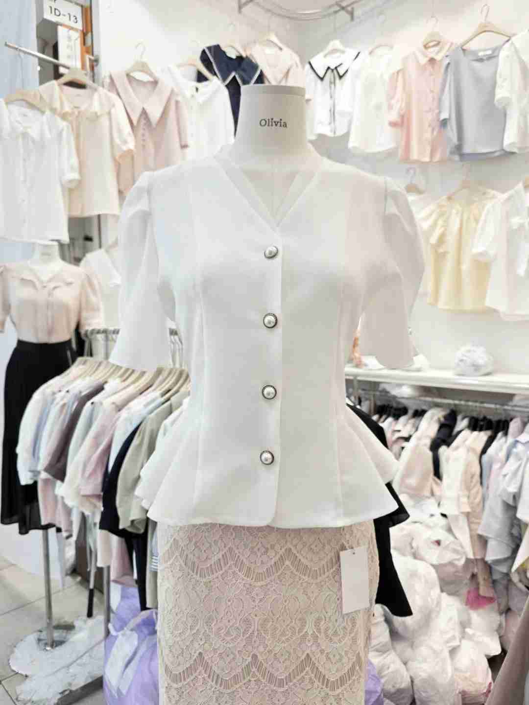 OLIVIA韓國直郵㊣東大門實拍女裝新品人氣休閑時尚襯衫蕾絲衫OLIVIA襯衫/蕾絲衫