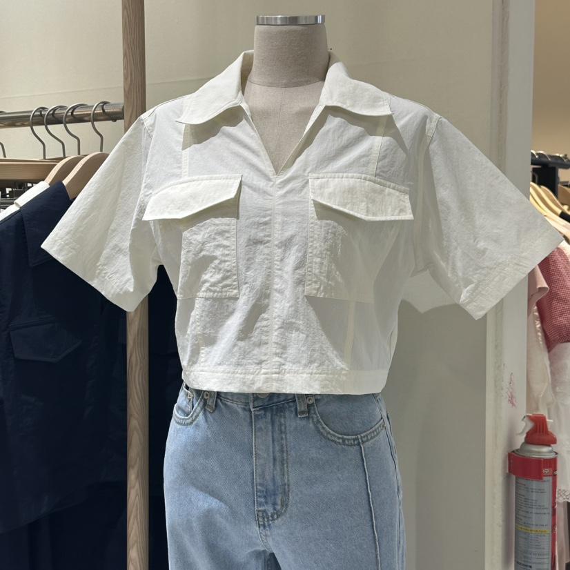 VINTAGE VIBE韓國直郵㊣女裝新品休閑推薦25春夏襯衫蕾絲衫口袋VINTAGE VIBE襯衫/蕾絲衫
