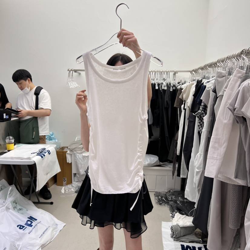 PADO韓國直郵㊣東大門實拍女裝新款25春夏時尚吊帶背心亞麻PADO吊帶/背心