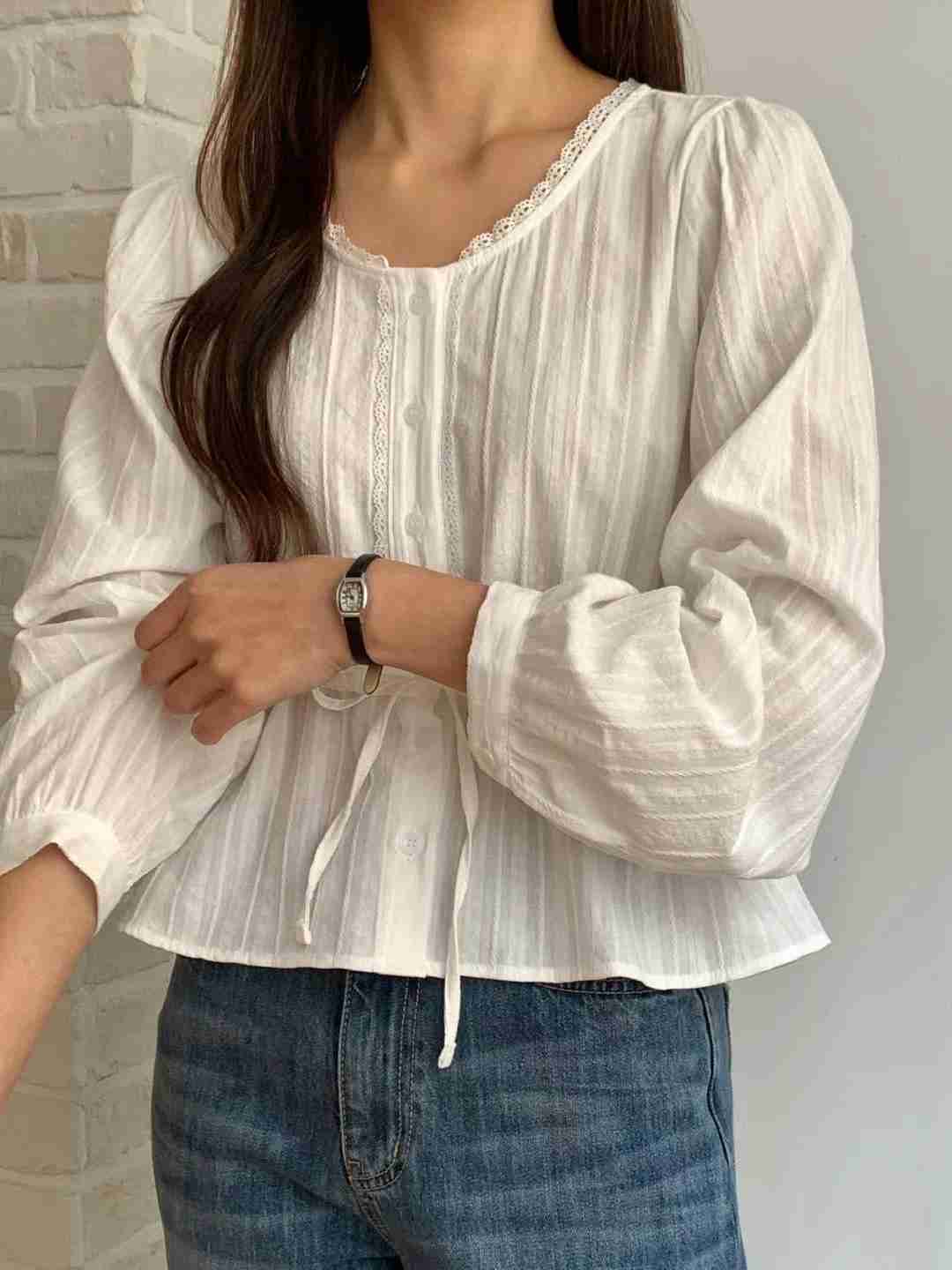 MUTE韓國代購女裝新品25春夏人氣休閑推薦時尚熱賣襯衫蕾絲衫MUTE-ot襯衫/蕾絲衫