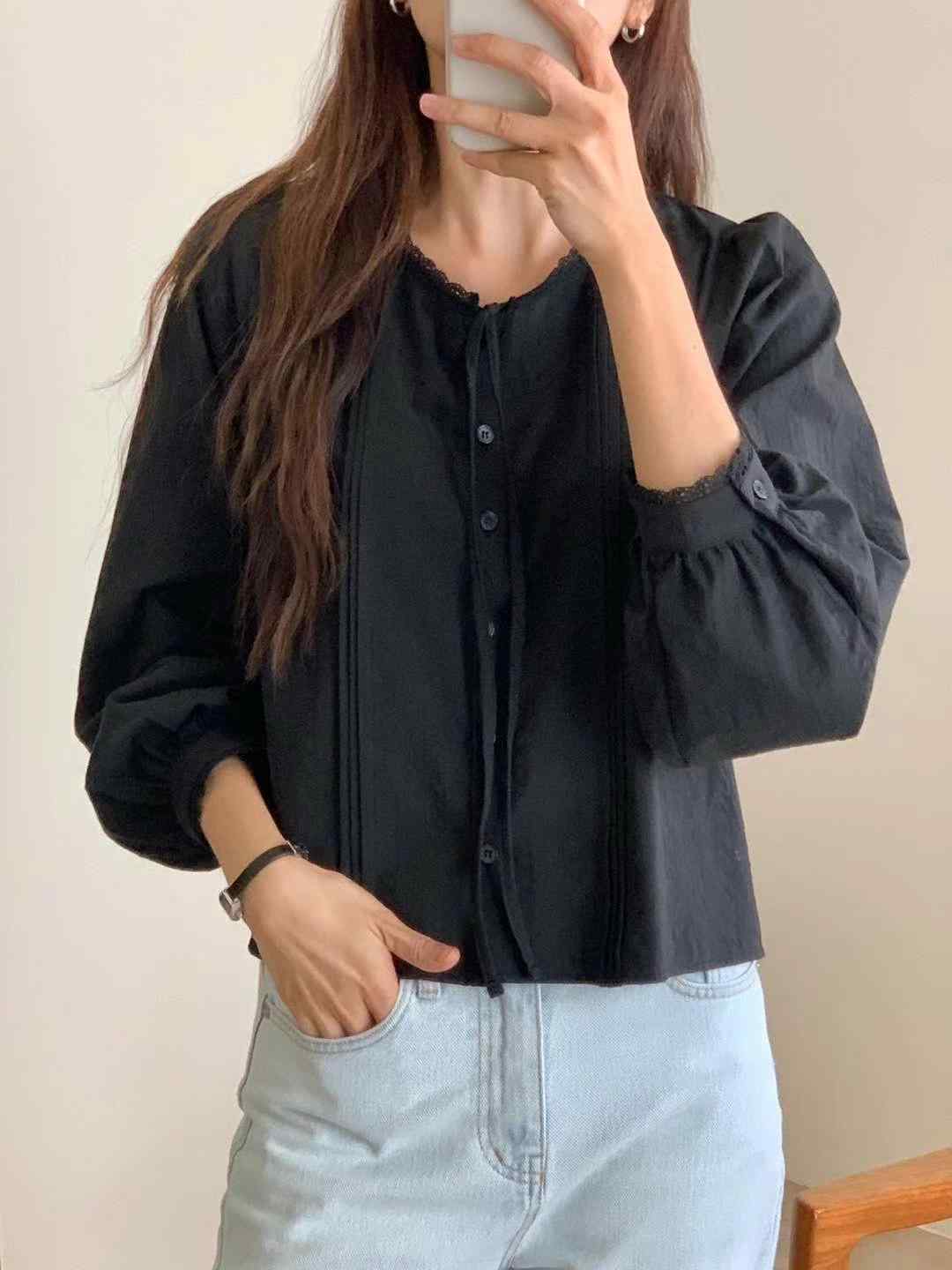 MUTE韓國代購女裝新品真品25春夏休閑推薦熱賣時尚襯衫蕾絲衫MUTE-ot襯衫/蕾絲衫
