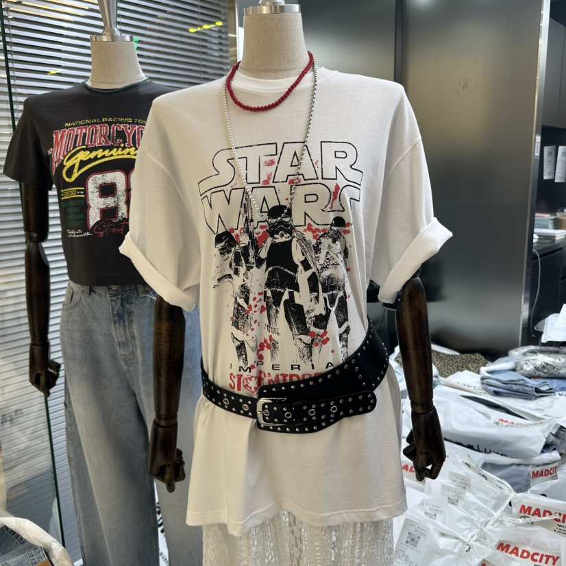 MADCITY韓國直郵㊣東大門實拍女裝新品熱賣T恤不含腰帶復古MADCITYT恤