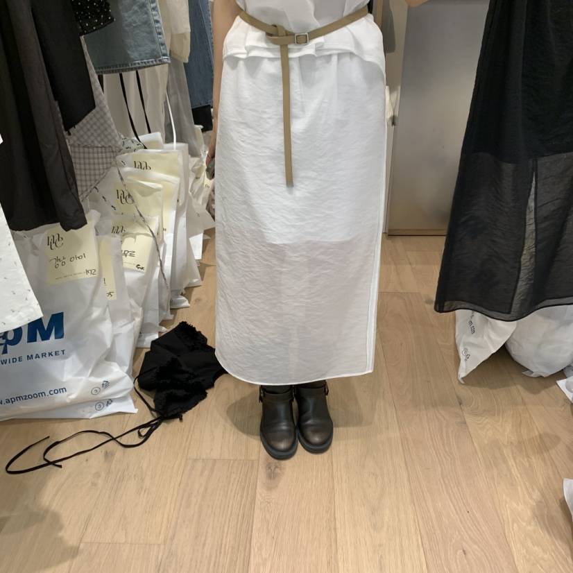 MEET ME直郵韓國代購㊣女裝新品25春夏半身裙中短裙不含腰帶MEET ME半身裙/中短裙
