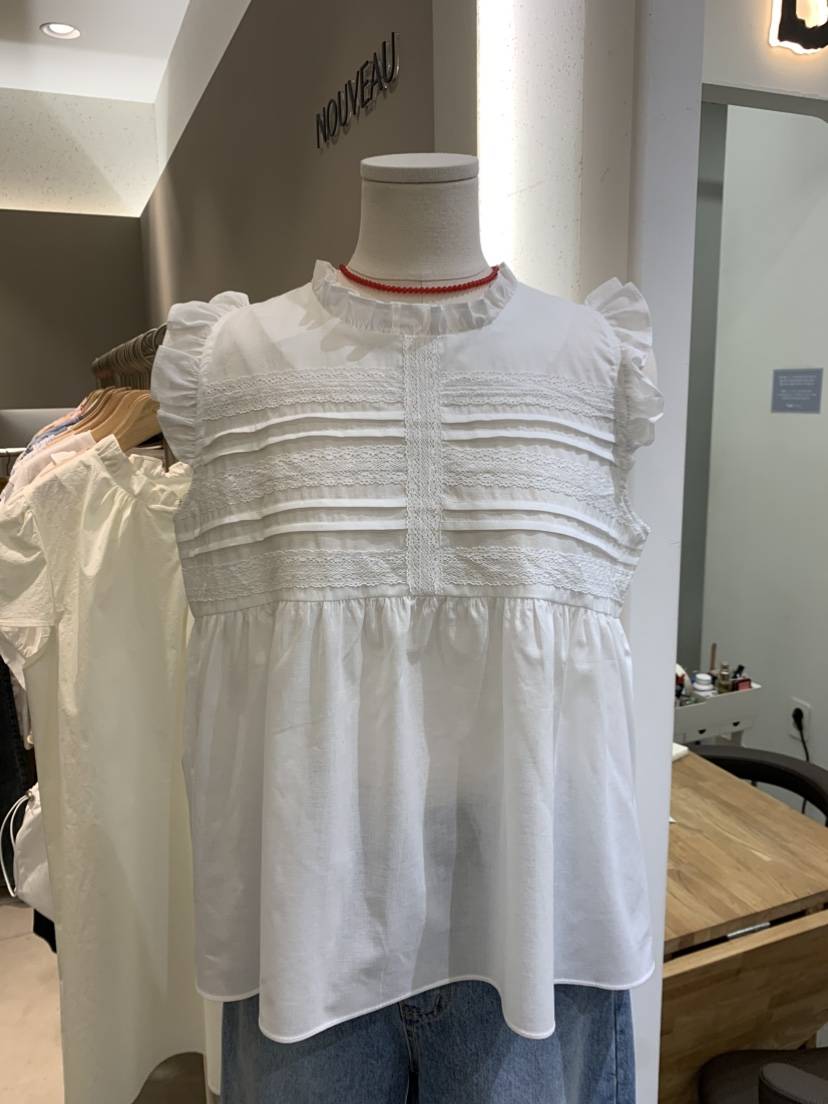 NOUVEAU韓國直郵㊣女裝新品推薦熱賣25春夏休閑襯衫蕾絲衫蕾絲NOUVEAU襯衫/蕾絲衫