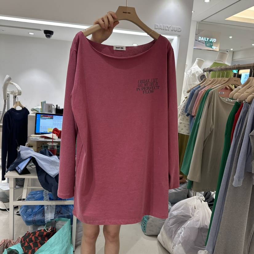 DAILYJUD直郵韓國代購㊣女裝新品25春夏熱賣推薦長袖T恤露肩DAILY JUD長袖T恤