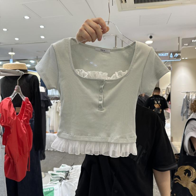 BAIE.38韓國直郵㊣東大門實拍女裝新品推薦時尚T恤荷葉邊雪紡BAIE.38T恤