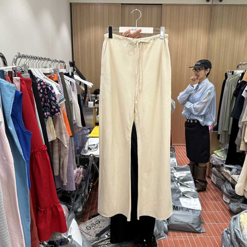 E/E/E韓國直郵㊣東大門實拍女裝新品休閑推薦休閑褲亞麻布E/E/E休閑褲