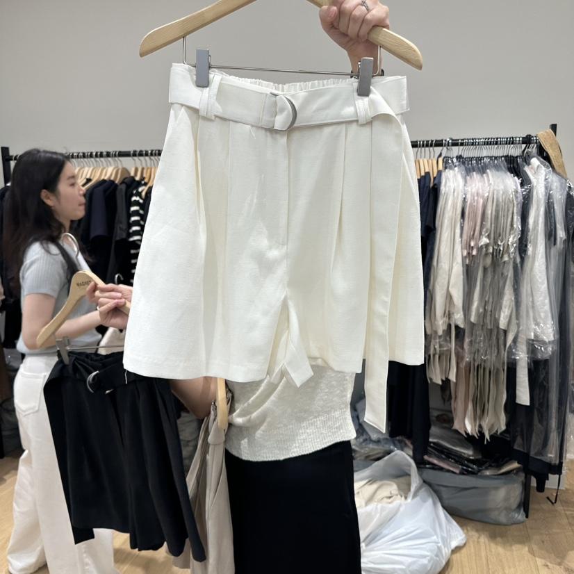 M.G.N韓國代購女士新款真品推薦職業25春夏短褲含腰帶亞麻MAGNET短褲