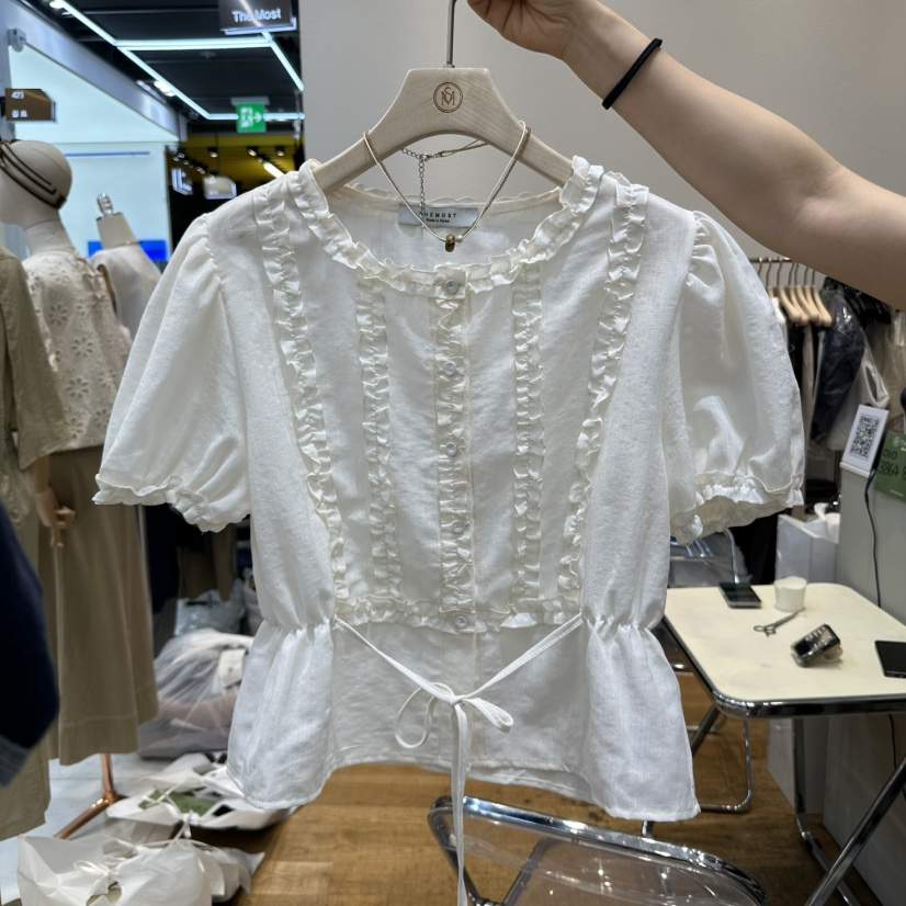 THE MOST-Q東大門實拍女士新款休閑熱賣職業襯衫蕾絲衫格紋THE MOST襯衫/蕾絲衫