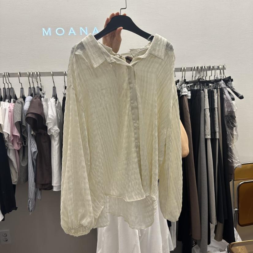 MOANA韓國代購女裝新款職業人氣熱賣25春夏真品休閑襯衫蕾絲衫MOANA襯衫/蕾絲衫