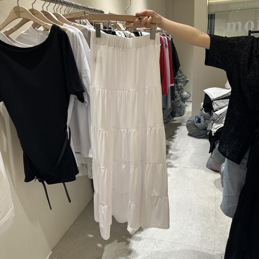 MOREMORE韓國直郵女士新品25春夏休閑推薦時尚職業長裙褶皺more more長裙