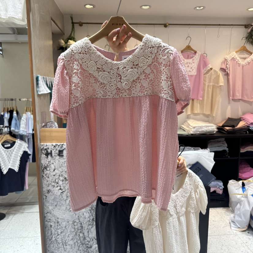 HERO韓國代購女裝新款25春夏人氣時尚熱賣真品推薦襯衫蕾絲衫HERO襯衫/蕾絲衫