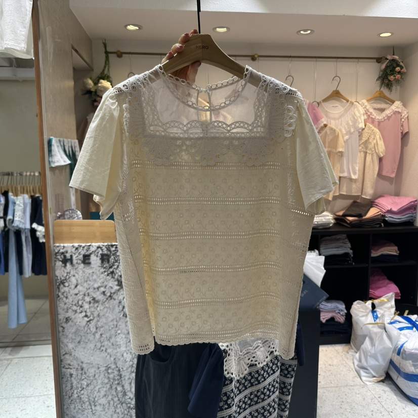 HERO韓國代購女士新品職業25春夏休閑推薦熱賣人氣襯衫蕾絲衫HERO襯衫/蕾絲衫