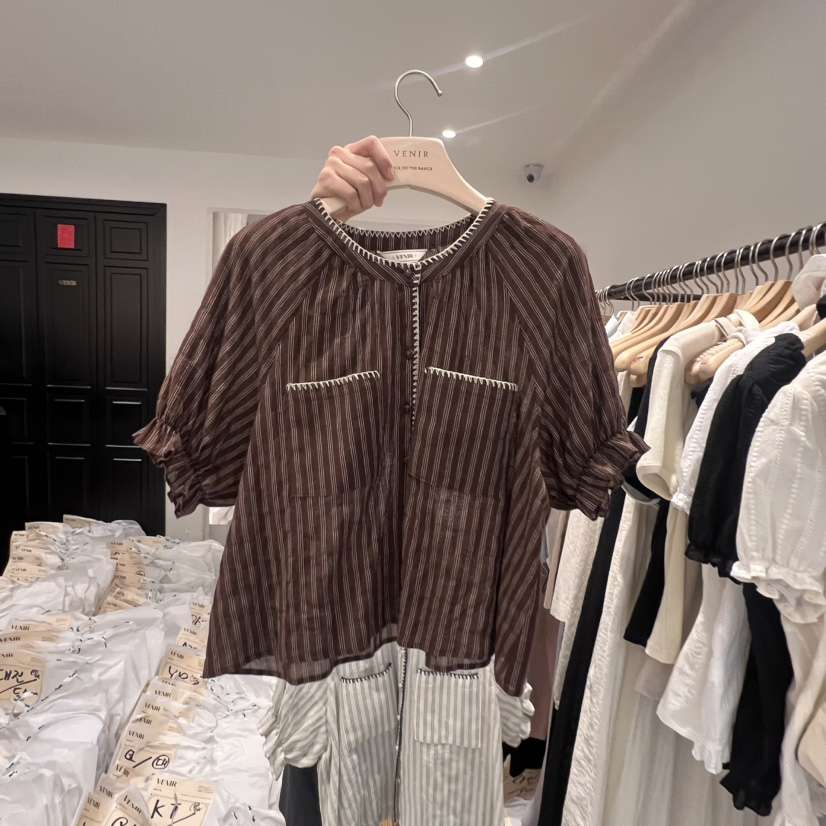 VENIR-a直郵韓國代購㊣女裝新品人氣熱賣休閑襯衫蕾絲衫刺繡VENIR-a襯衫/蕾絲衫