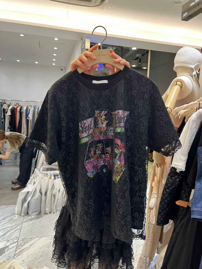 ROU.TINE韓國直郵㊣東大門實拍女裝新品25春夏休閑T恤蕾絲ROU.TINET恤