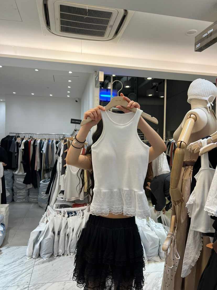 ROU.TINE直郵韓國代購㊣女裝新品人氣推薦熱賣休閑吊帶背心ROU.TINE吊帶/背心