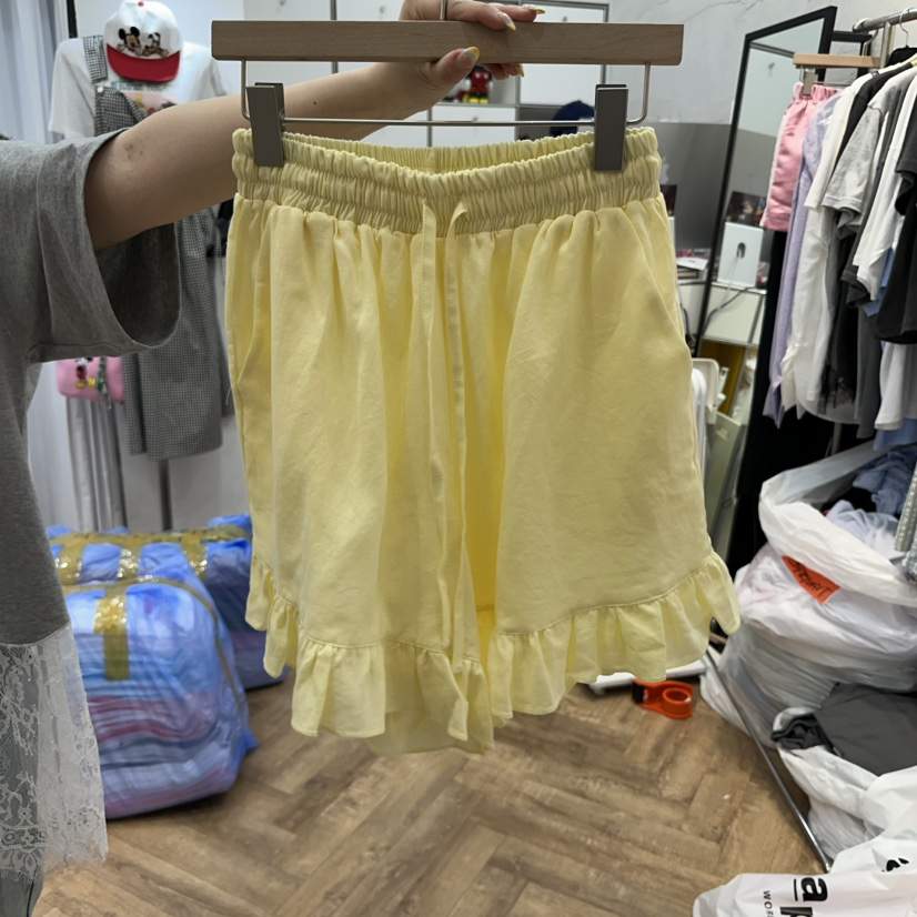 DE LINE韓國㊣直郵東大門代購女裝新品熱賣休閑推薦短褲亞麻DE LINE短褲