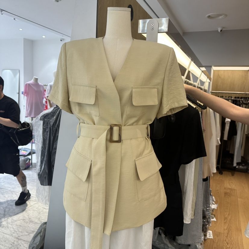 LEFANCY直郵韓國代購㊣女裝新品時尚休閑推薦夾克含腰帶口袋LEFANCY夾克