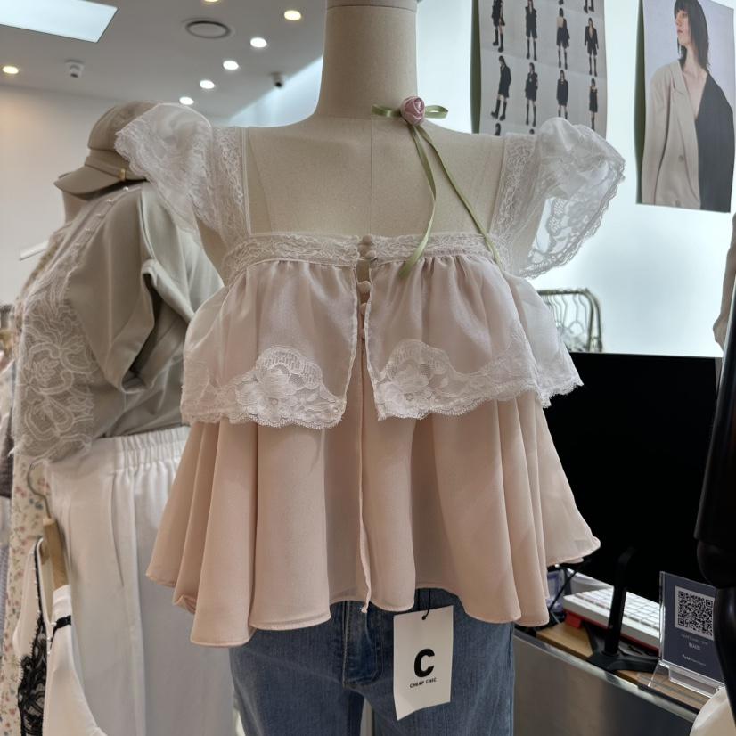 CHEAP-CHIC直郵韓國代購㊣女裝新品時尚襯衫蕾絲衫不含飾品CHEAP-CHIC/CHARLES THE SECOND襯衫/蕾絲衫