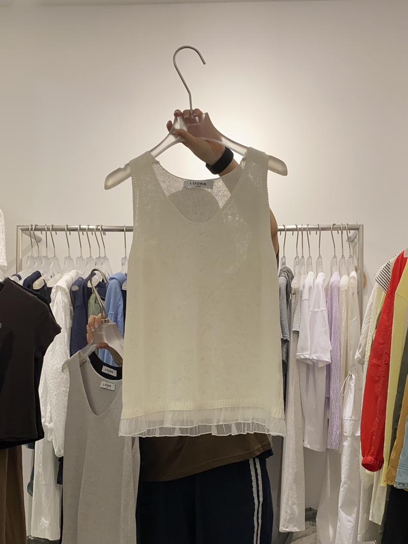LOOKK韓國直郵㊣東大門實拍女裝新品25春夏休閑吊帶背心荷葉邊LOOKK吊帶/背心