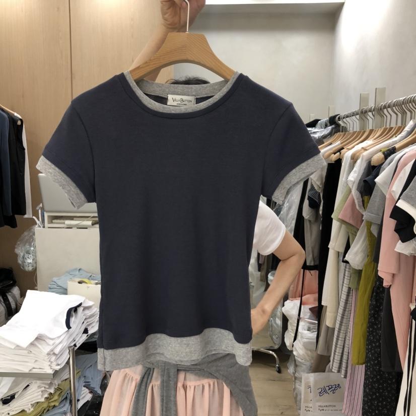 VILLABUTTON韓國直郵㊣東大門實拍女裝新款時尚休閑熱賣T恤VILLABUTTONT恤