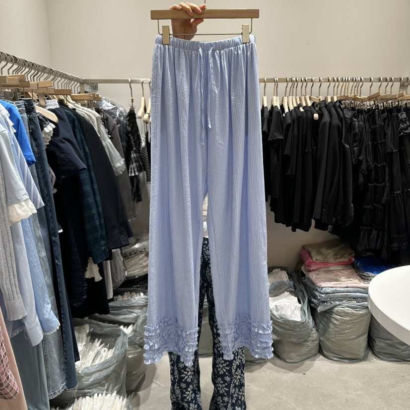 RE STYLE-Q韓國直郵㊣東大門實拍女裝新款推薦休閑褲荷葉邊RE STYLE休閑褲