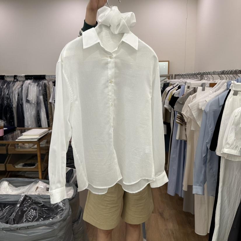 AGO韓國㊣直郵東大門代購女裝新品人氣時尚休閑襯衫蕾絲衫透明AGO襯衫/蕾絲衫
