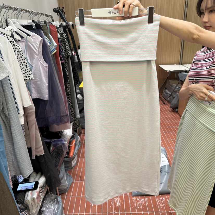 E/E/E韓國㊣直郵東大門代購女裝新款熱賣休閑25春夏時尚長裙E/E/E長裙